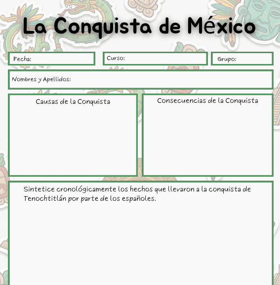 actividades de la conquista de méxico tenochtitlan para imprimir